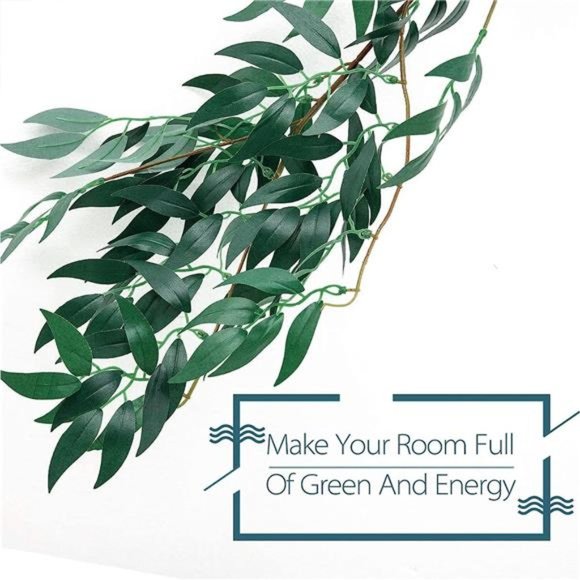 5Pack (28ft) Artificial Willow Leaves Vines Twigs-Fake Silk Hanging Willow Plant - Picture 4 of 7